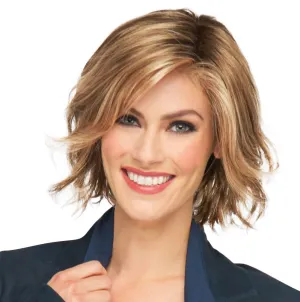Raquel Welch AHEAD OF THE CURVE Sophisticated Mid-Length Layered Wig by Hairuwear, Average Cap Size, R14/88H Golden Wheat