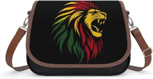 Rasta Reggae Lion Jamaica Crossbody Bags PU Leather Purses Shoulder Handbag with Adjustable Shoulder Strap