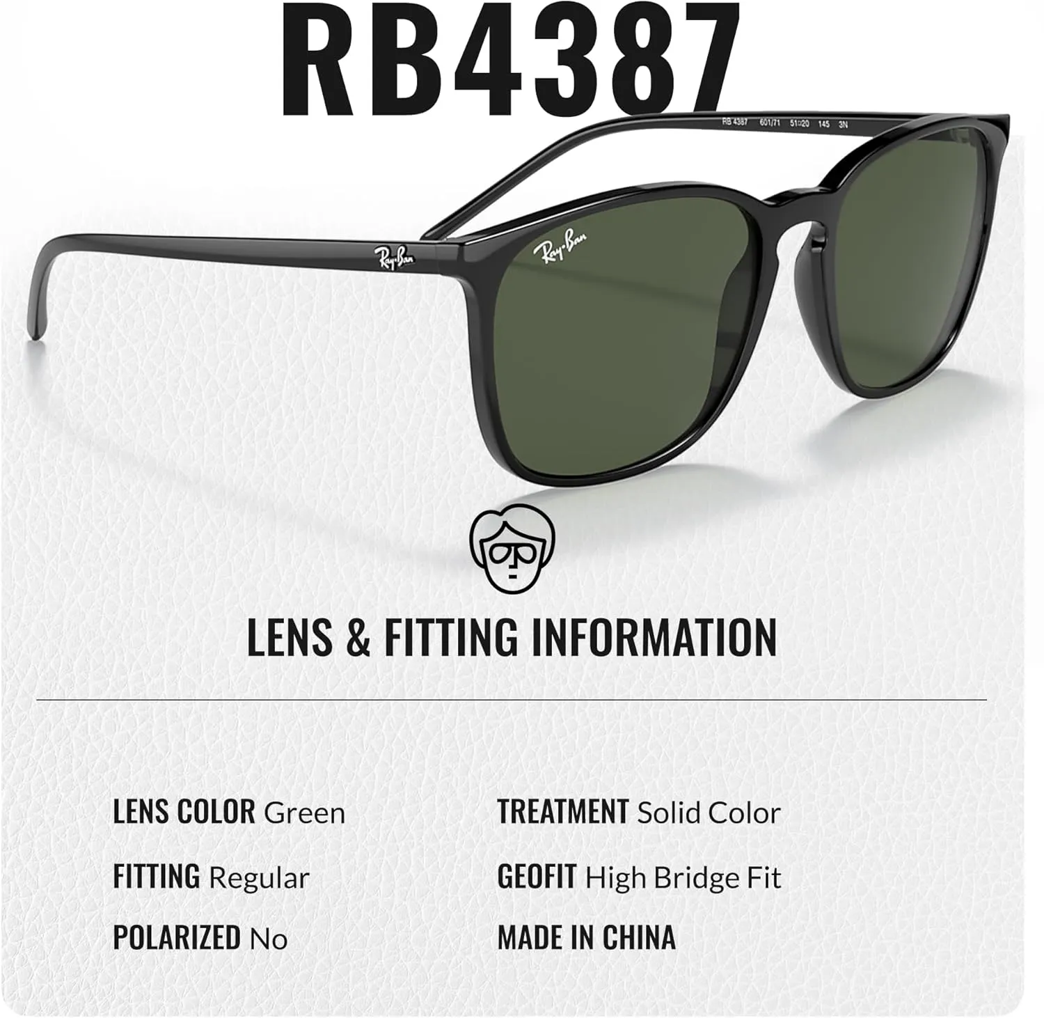 Ray-Ban RB4387 Square Shape Sunglasses for Men & Women With Eyewear Kit Bundle- Timeless Classic Sun Glasses