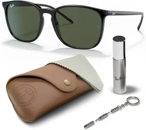Ray-Ban RB4387 Square Shape Sunglasses for Men & Women With Eyewear Kit Bundle- Timeless Classic Sun Glasses