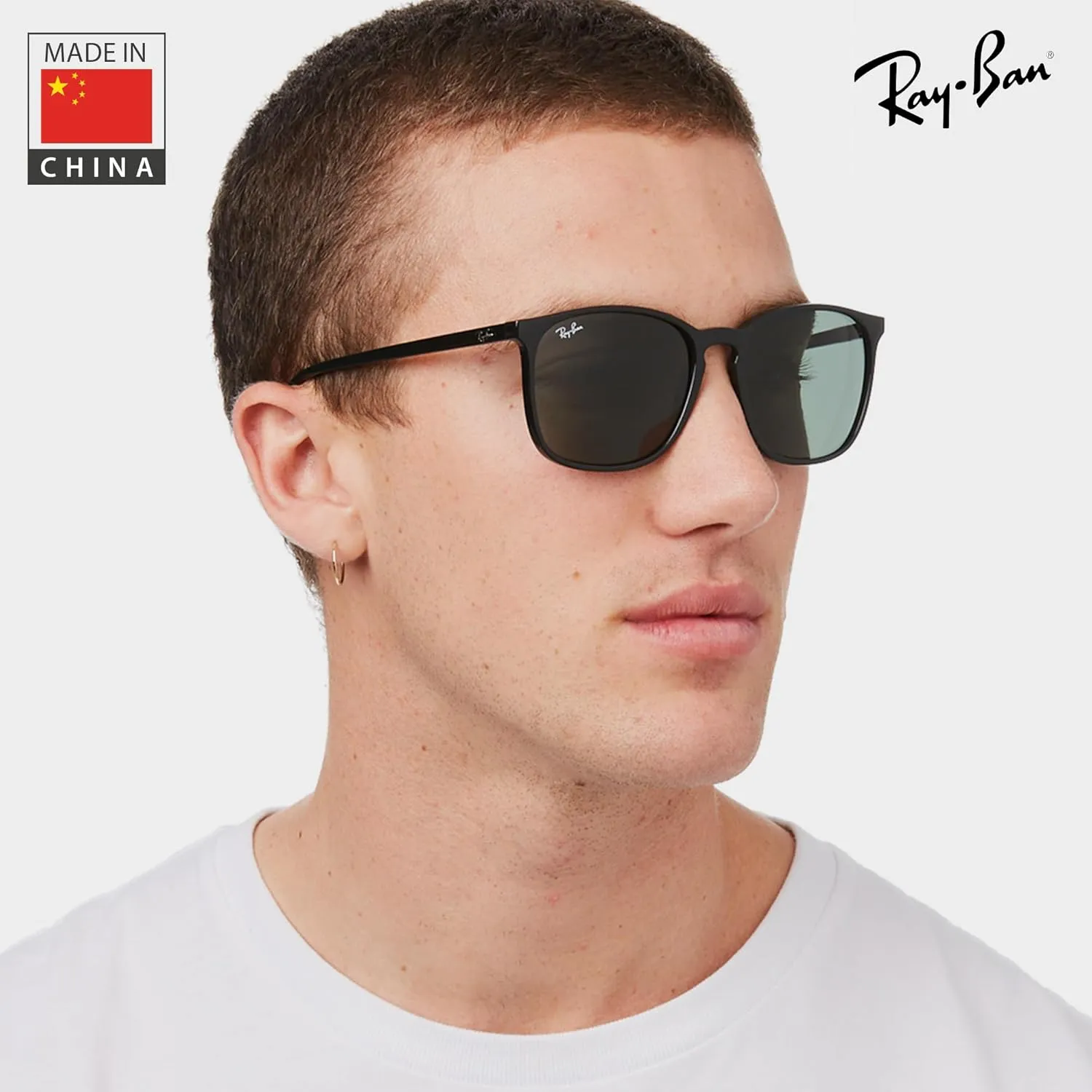 Ray-Ban RB4387 Square Shape Sunglasses for Men & Women With Eyewear Kit Bundle- Timeless Classic Sun Glasses