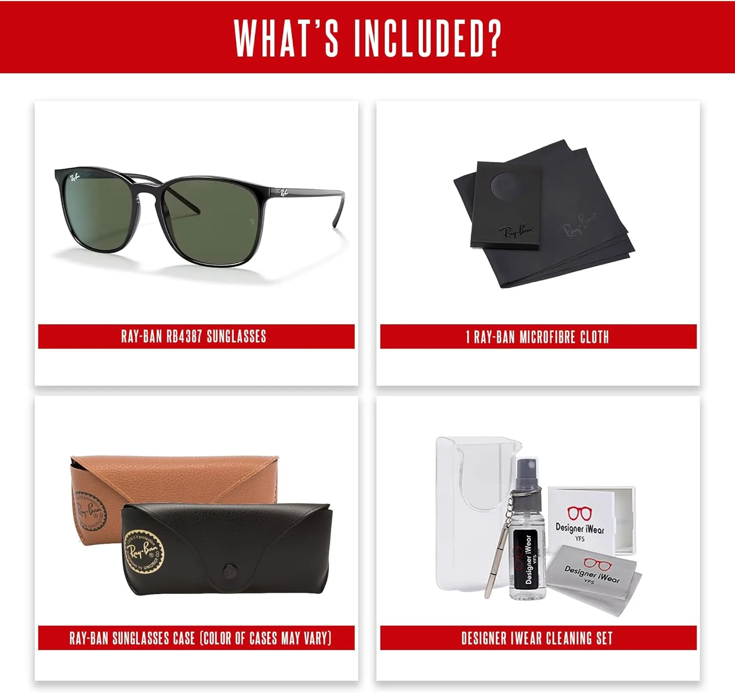 Ray-Ban RB4387 Square Sunglasses for Men for Women   BUNDLE With Designer iWear Complimentary Eyewear Kit