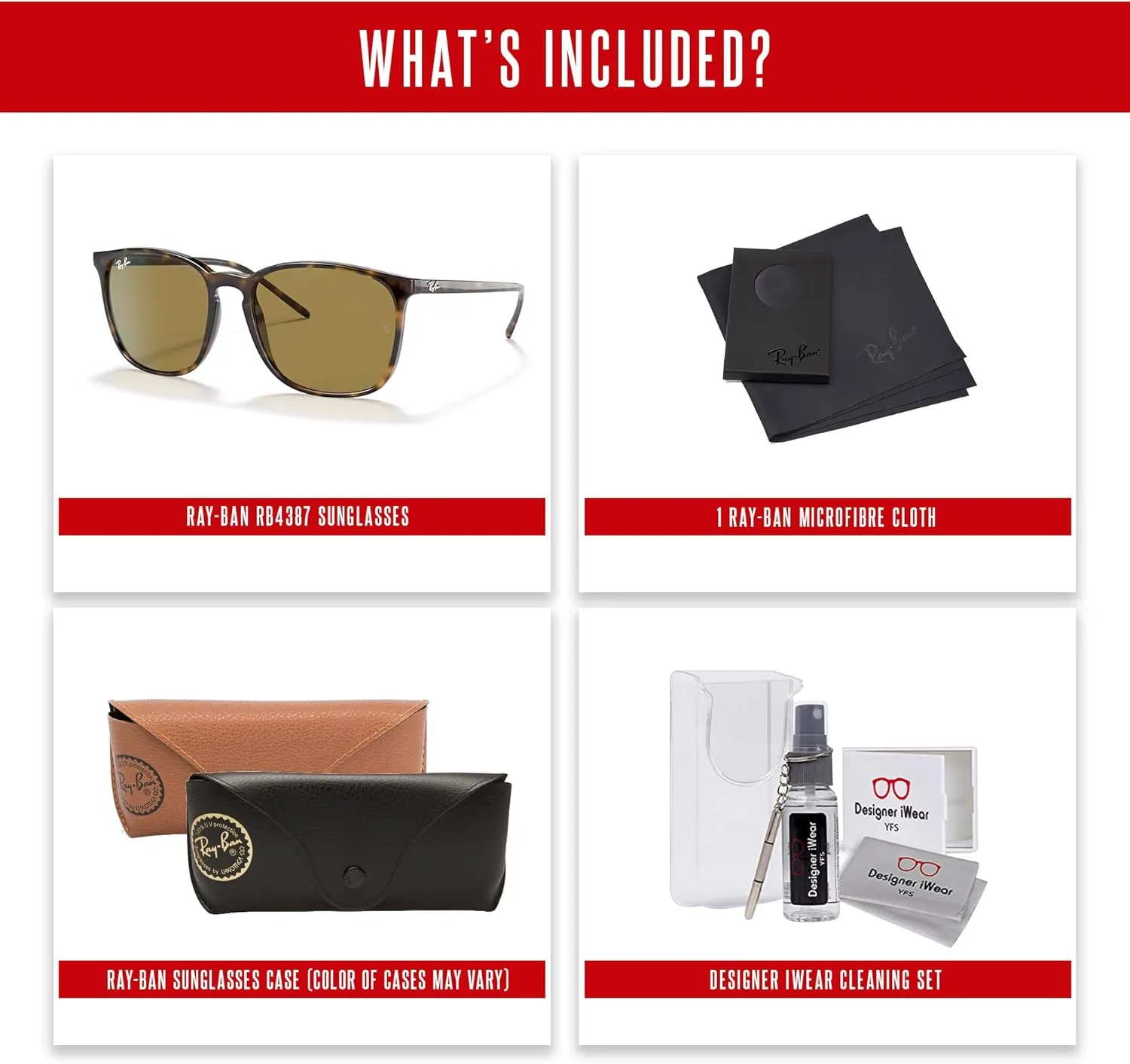 Ray-Ban RB4387 Square Sunglasses for Men for Women   BUNDLE With Designer iWear Complimentary Eyewear Kit