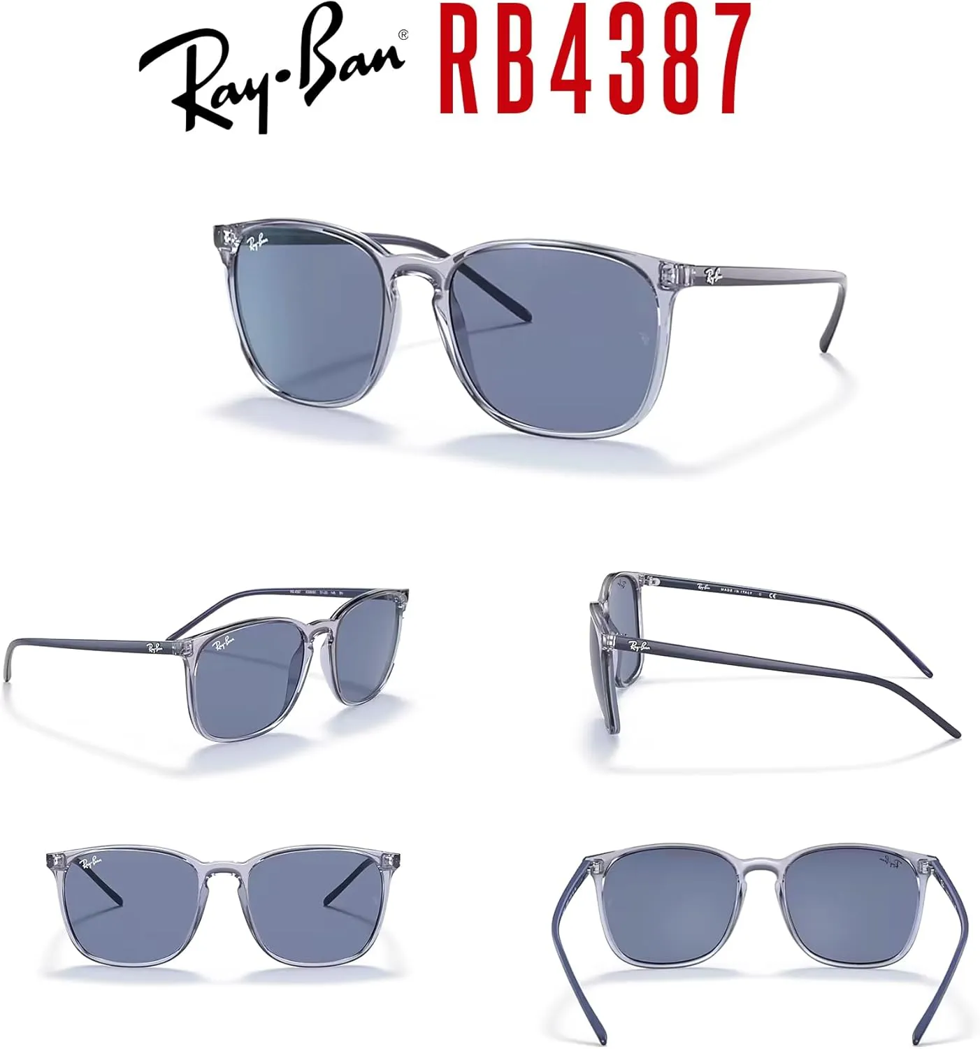 Ray-Ban RB4387 Square Sunglasses for Men for Women   BUNDLE With Designer iWear Complimentary Eyewear Kit