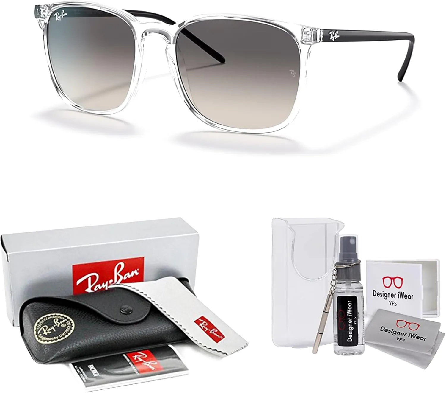 Ray-Ban RB4387 Square Sunglasses for Men for Women   BUNDLE With Designer iWear Complimentary Eyewear Kit