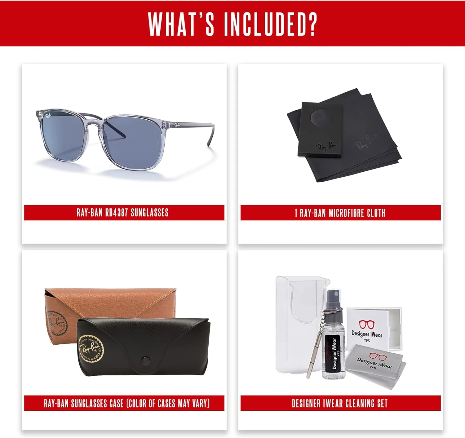Ray-Ban RB4387 Square Sunglasses for Men for Women   BUNDLE With Designer iWear Complimentary Eyewear Kit