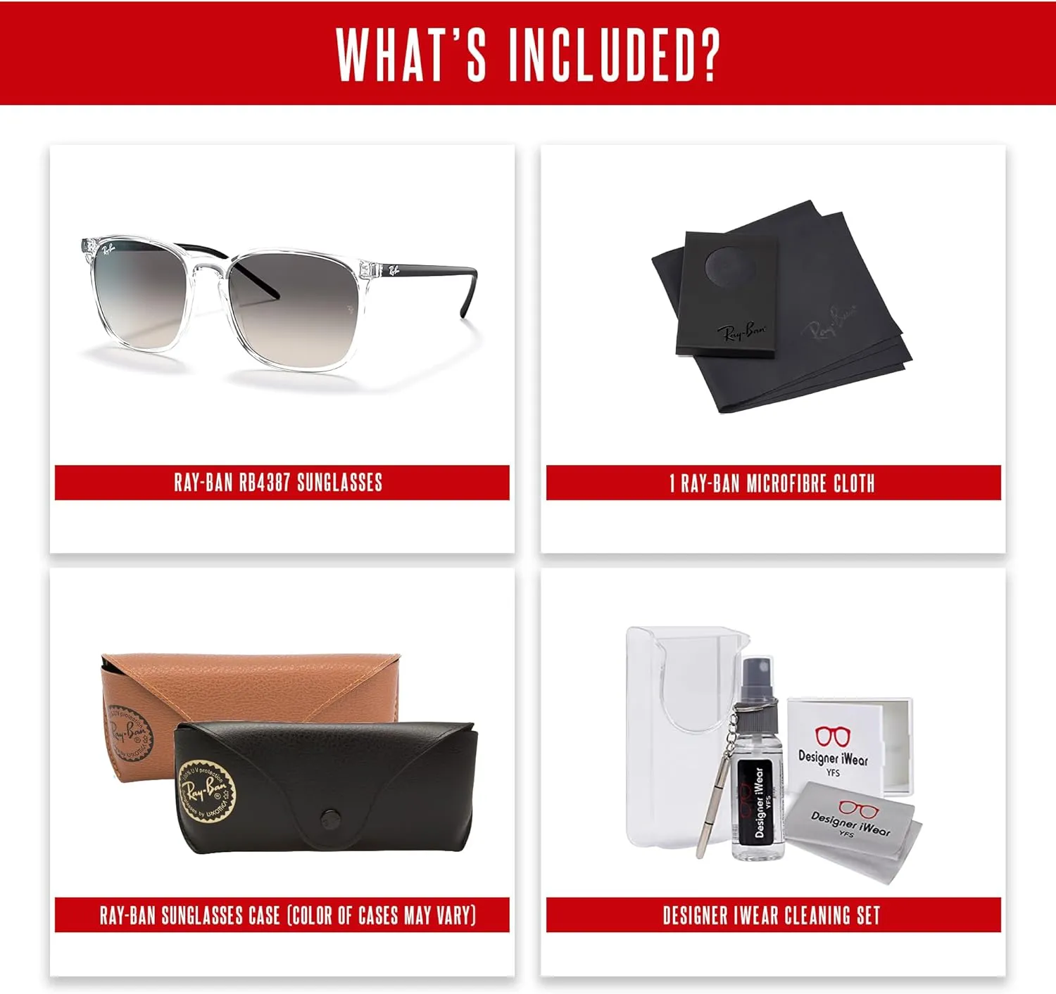 Ray-Ban RB4387 Square Sunglasses for Men for Women   BUNDLE With Designer iWear Complimentary Eyewear Kit