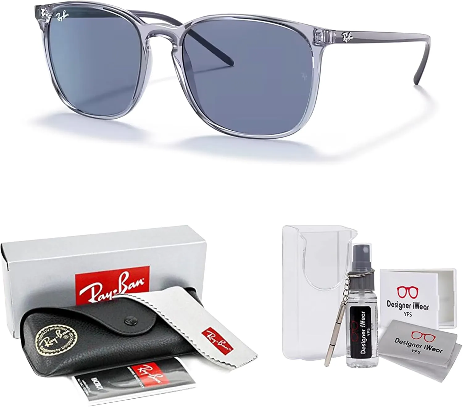 Ray-Ban RB4387 Square Sunglasses for Men for Women   BUNDLE With Designer iWear Complimentary Eyewear Kit