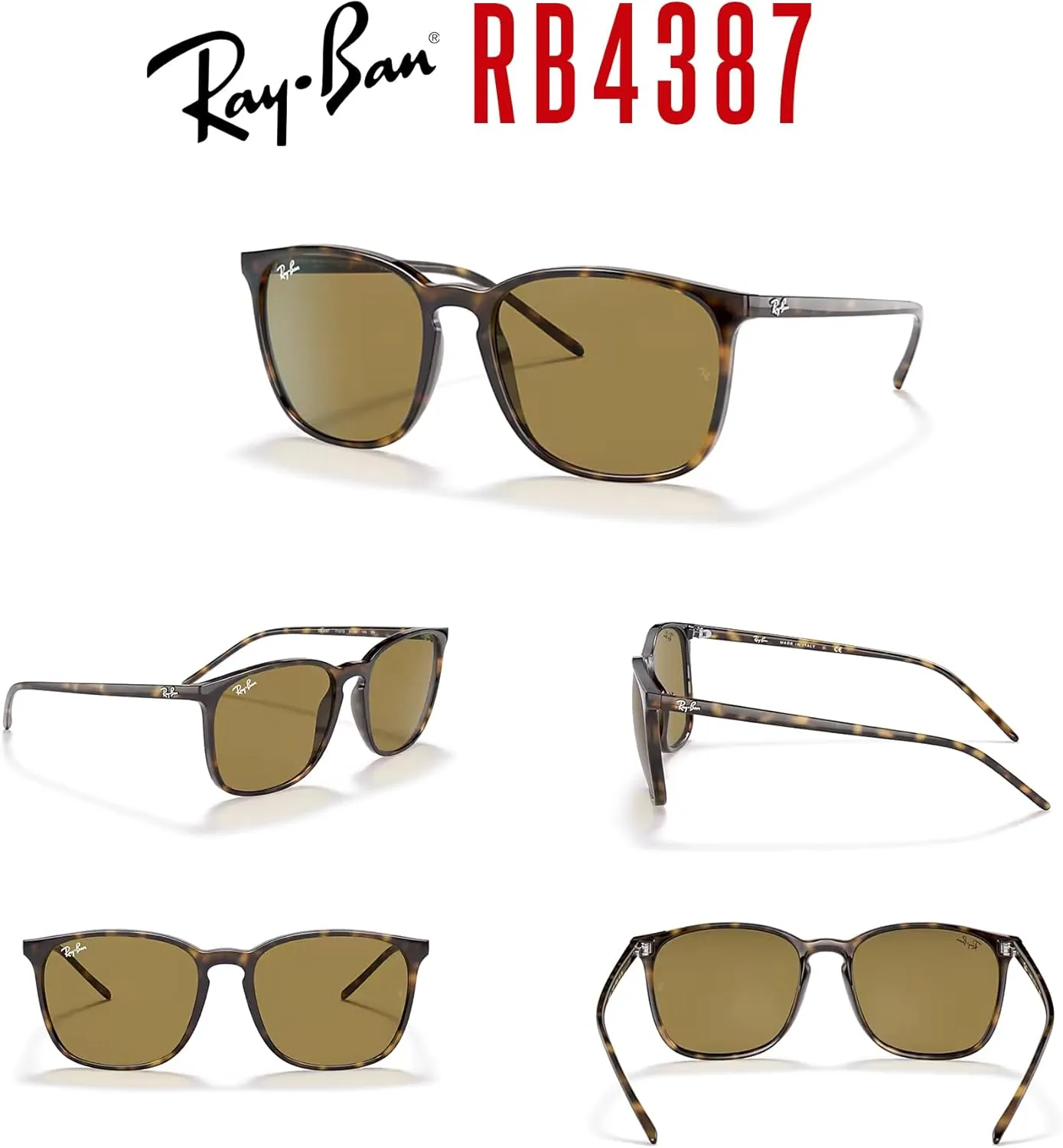Ray-Ban RB4387 Square Sunglasses for Men for Women   BUNDLE With Designer iWear Complimentary Eyewear Kit