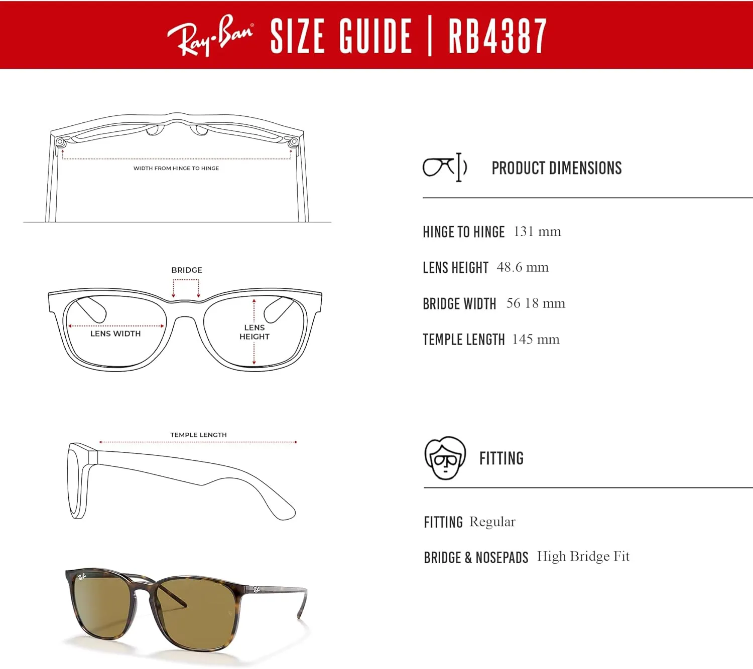 Ray-Ban RB4387 Square Sunglasses for Men for Women   BUNDLE With Designer iWear Complimentary Eyewear Kit