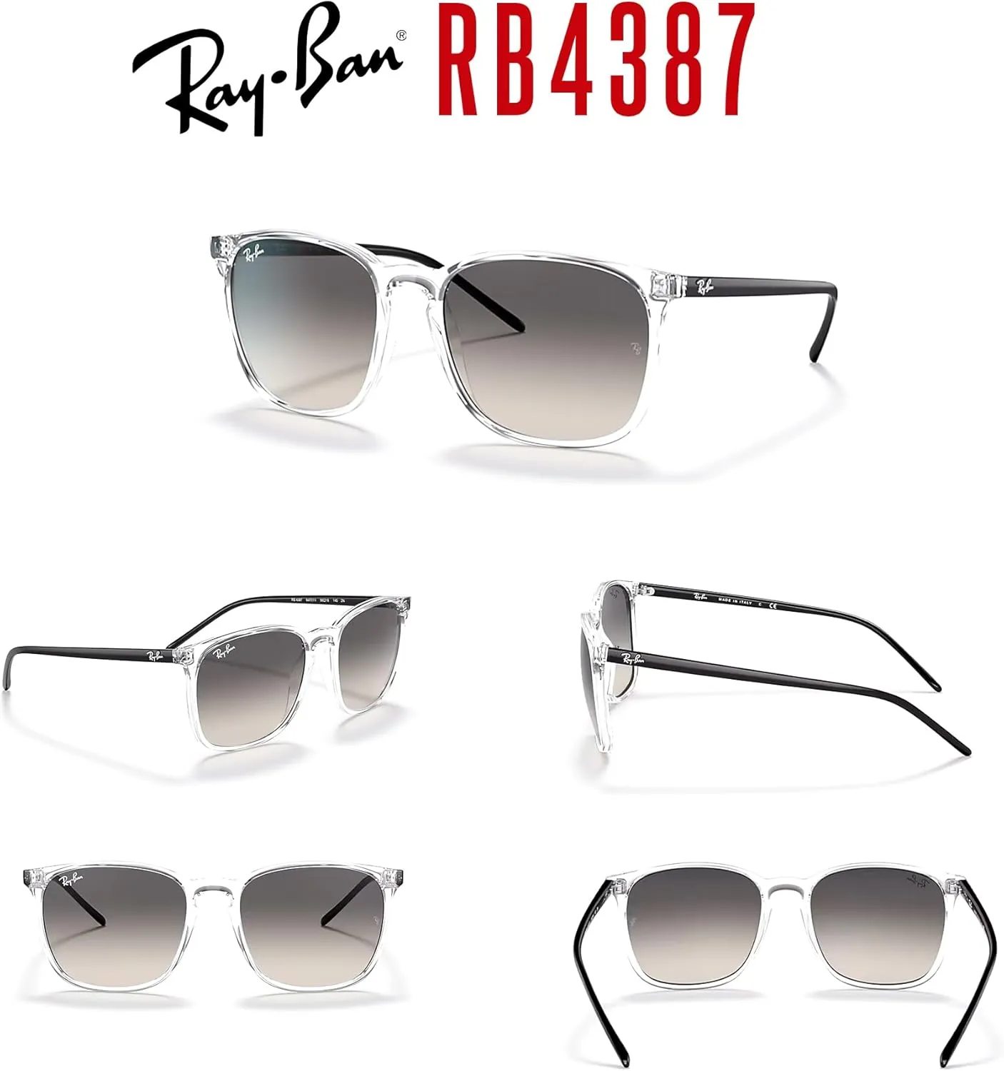 Ray-Ban RB4387 Square Sunglasses for Men for Women   BUNDLE With Designer iWear Complimentary Eyewear Kit