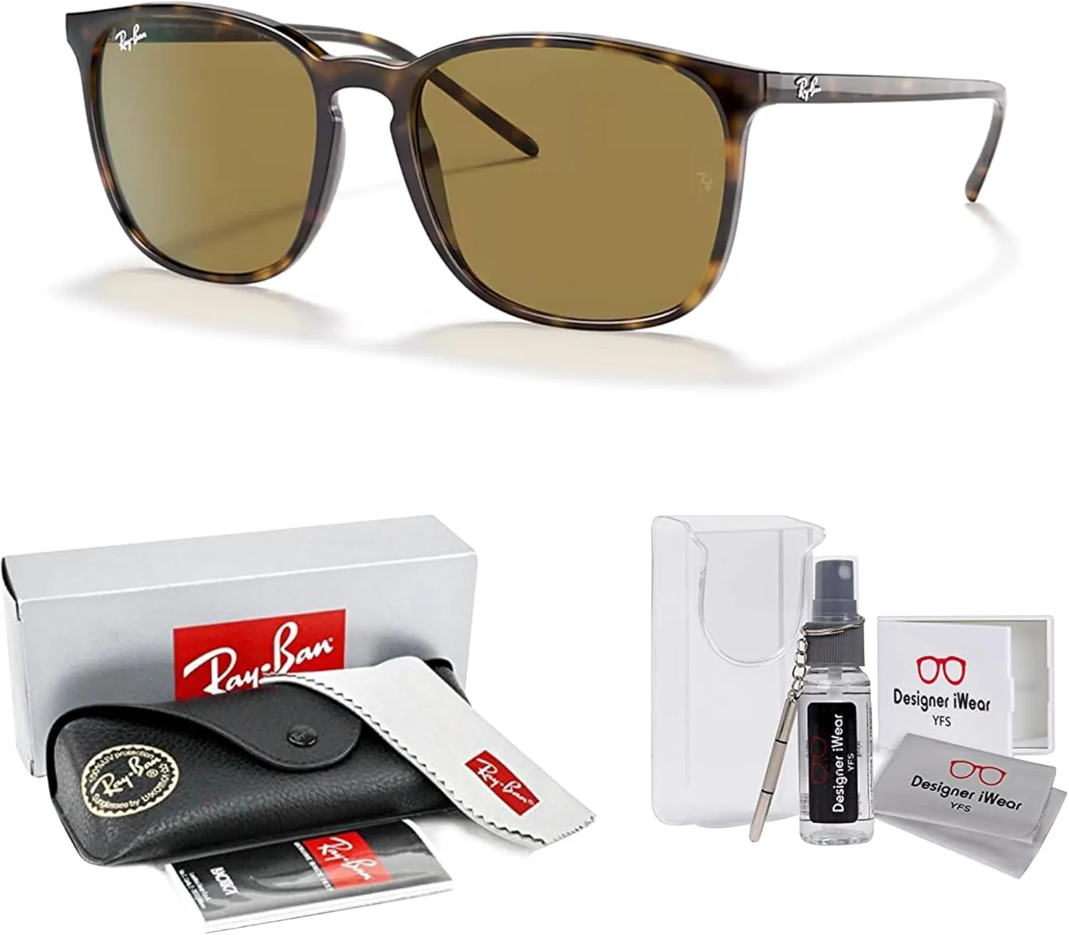 Ray-Ban RB4387 Square Sunglasses for Men for Women   BUNDLE With Designer iWear Complimentary Eyewear Kit