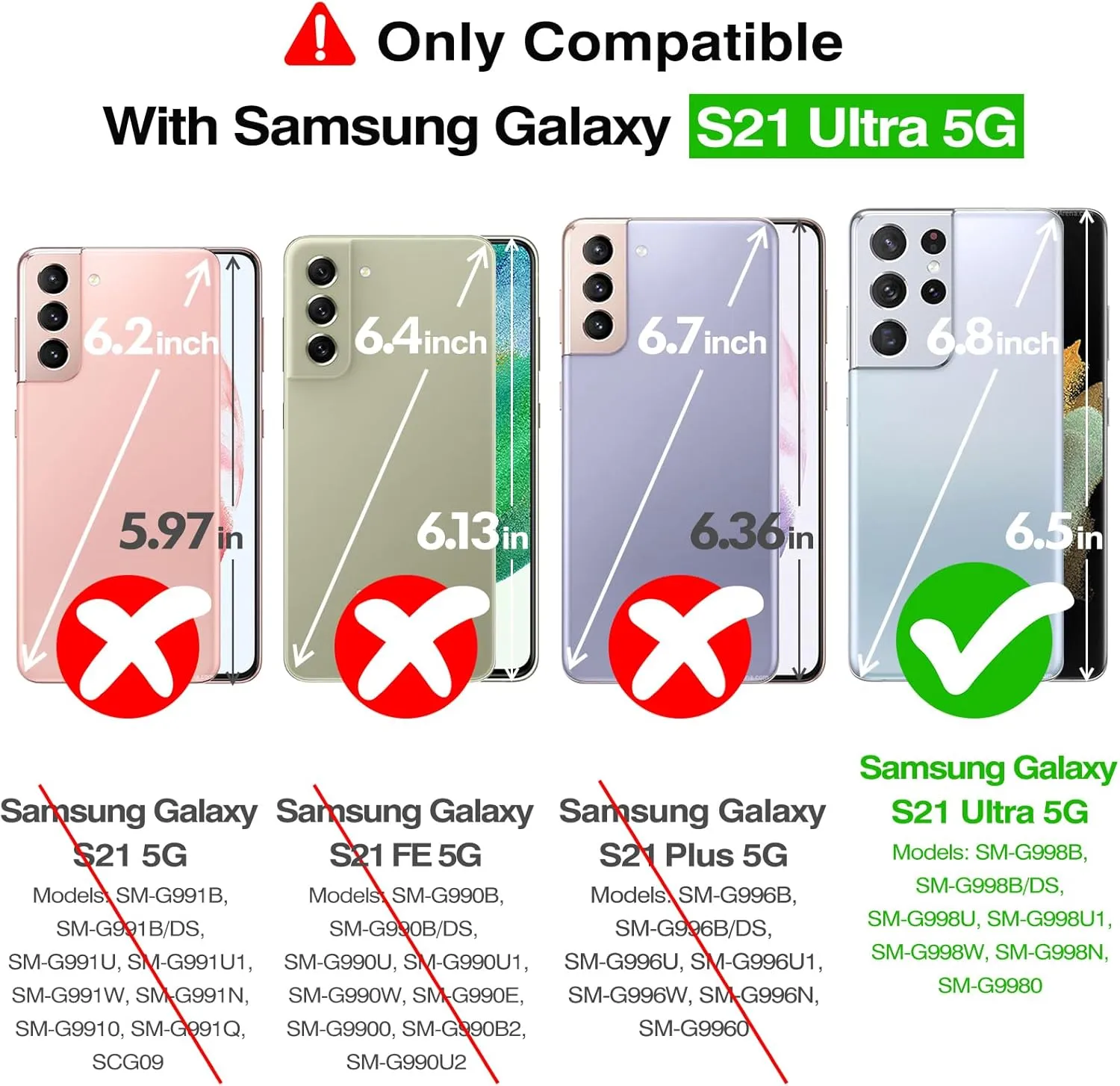 Rayboen Case for Samsung Galaxy S21 Ultra with 2X Soft Screen Protector, Crystal Clear Hybrid Designed Protective Shockproof Slim Phone Cover for Galaxy S21 Ultra 5G