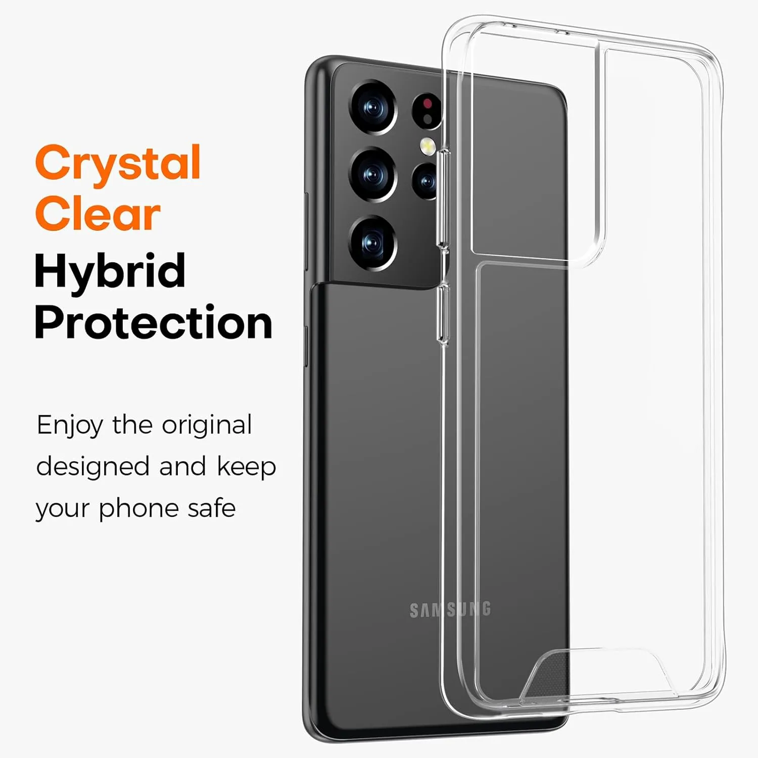 Rayboen Case for Samsung Galaxy S21 Ultra with 2X Soft Screen Protector, Crystal Clear Hybrid Designed Protective Shockproof Slim Phone Cover for Galaxy S21 Ultra 5G