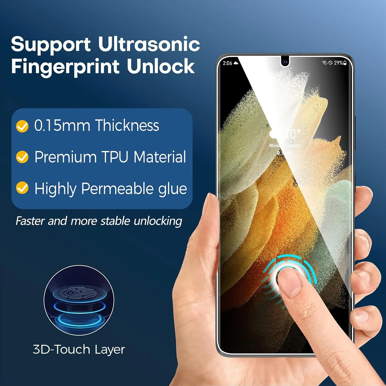 Rayboen Case for Samsung Galaxy S21 Ultra with 2X Soft Screen Protector, Crystal Clear Hybrid Designed Protective Shockproof Slim Phone Cover for Galaxy S21 Ultra 5G