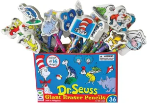 Raymond Geddes 66865 Dr. Seuss Number 2 Pencils With Giant Pencil Top Erasers (Pack of 36)