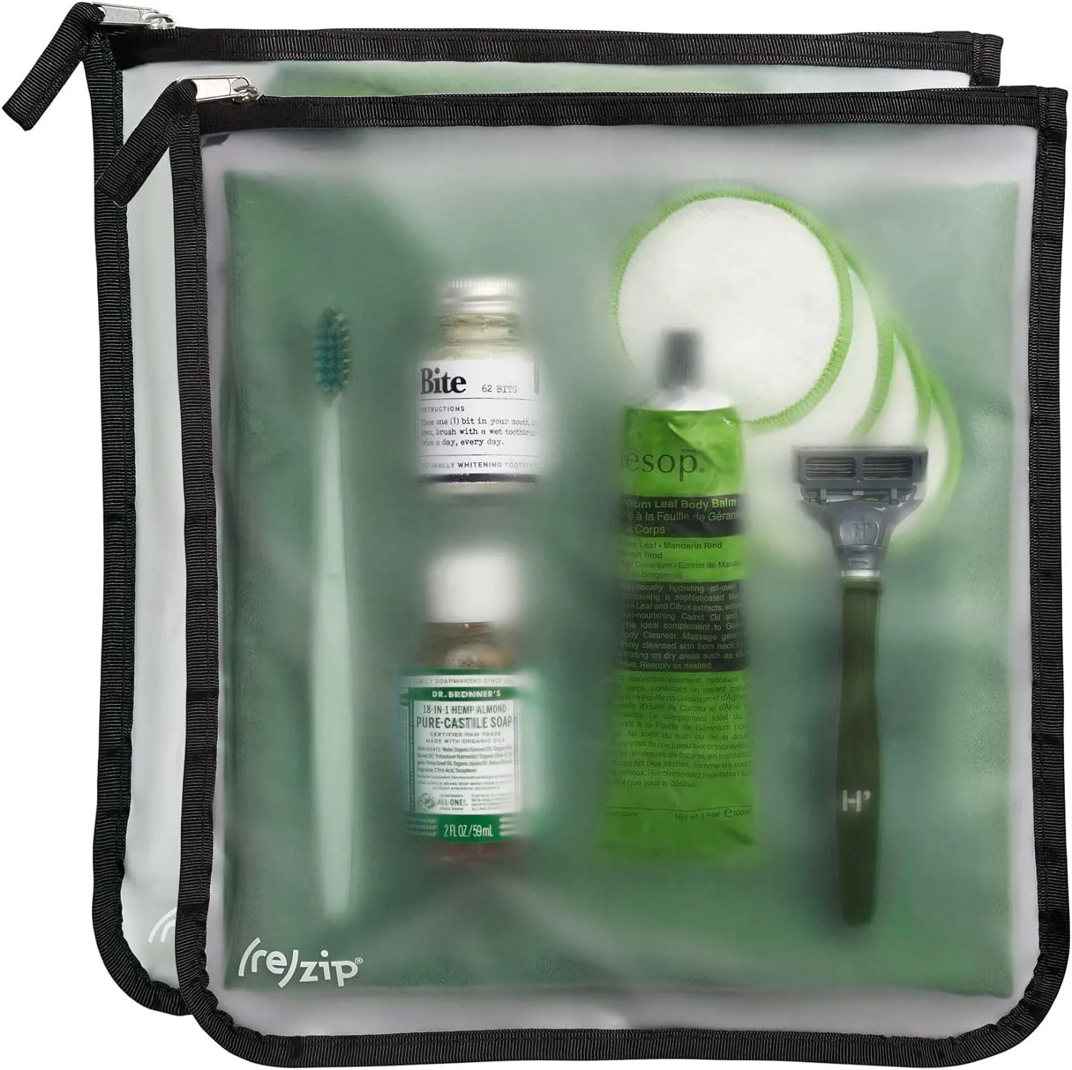 (re) zip 2-Pack Gallon Size Storage Bags | Zippered, Reusable Bags for Travel & Household Storage | BPA-Free, Food Grade, Machine Washable (Black)