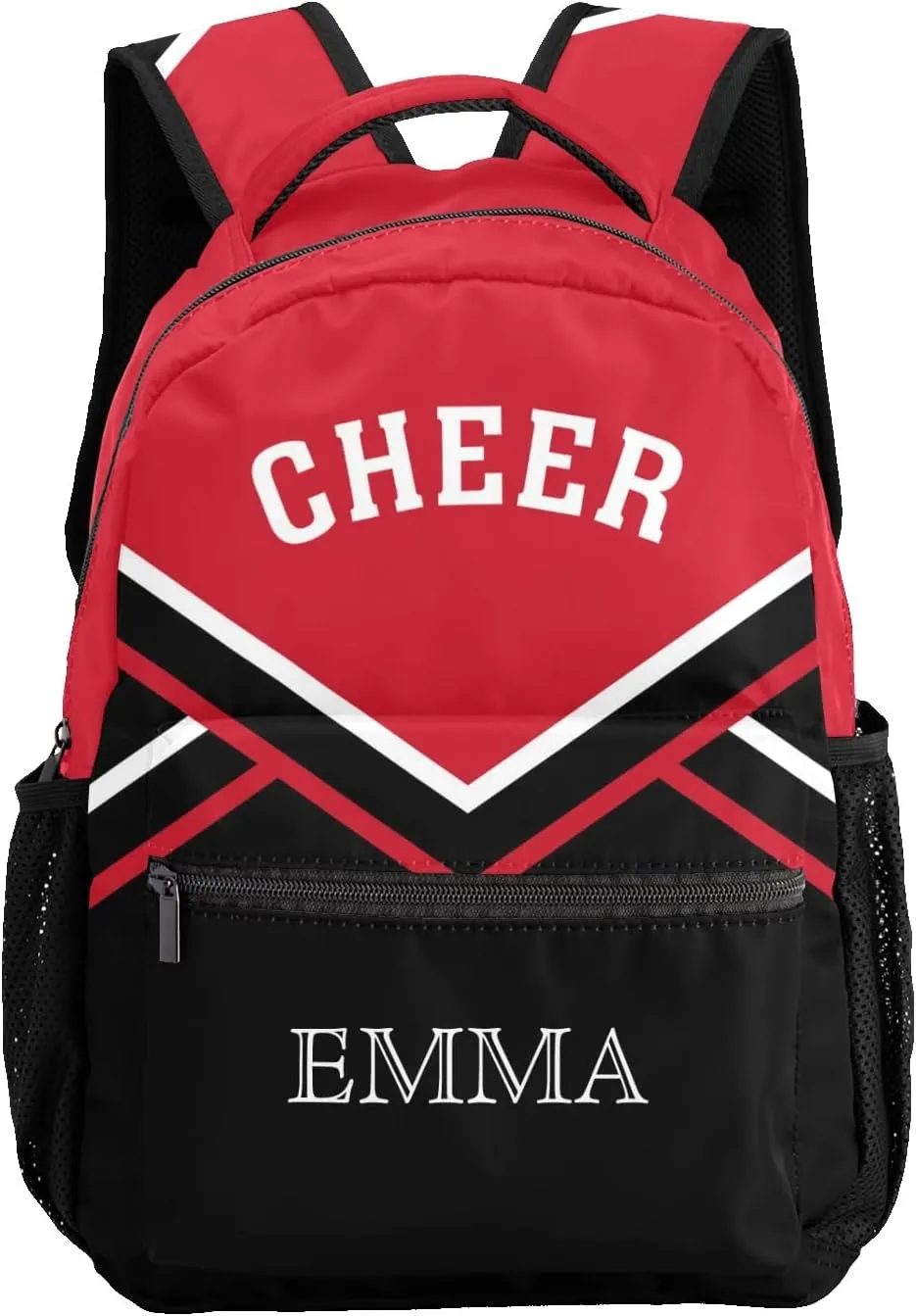 Red Cheer Cheerleaders Backpack Shoulder Shopping Bag Travel Casual Bags with Name Text 12.2(L) x5.9(W) x16.5(H) inch