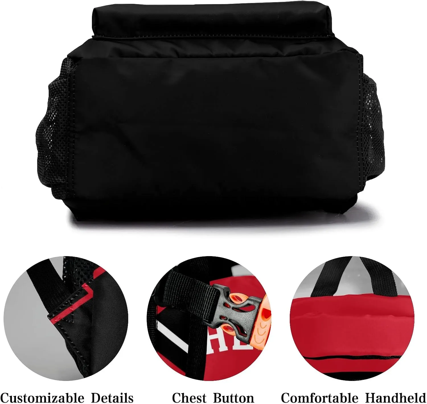 Red Cheer Cheerleaders Backpack Shoulder Shopping Bag Travel Casual Bags with Name Text 12.2(L) x5.9(W) x16.5(H) inch