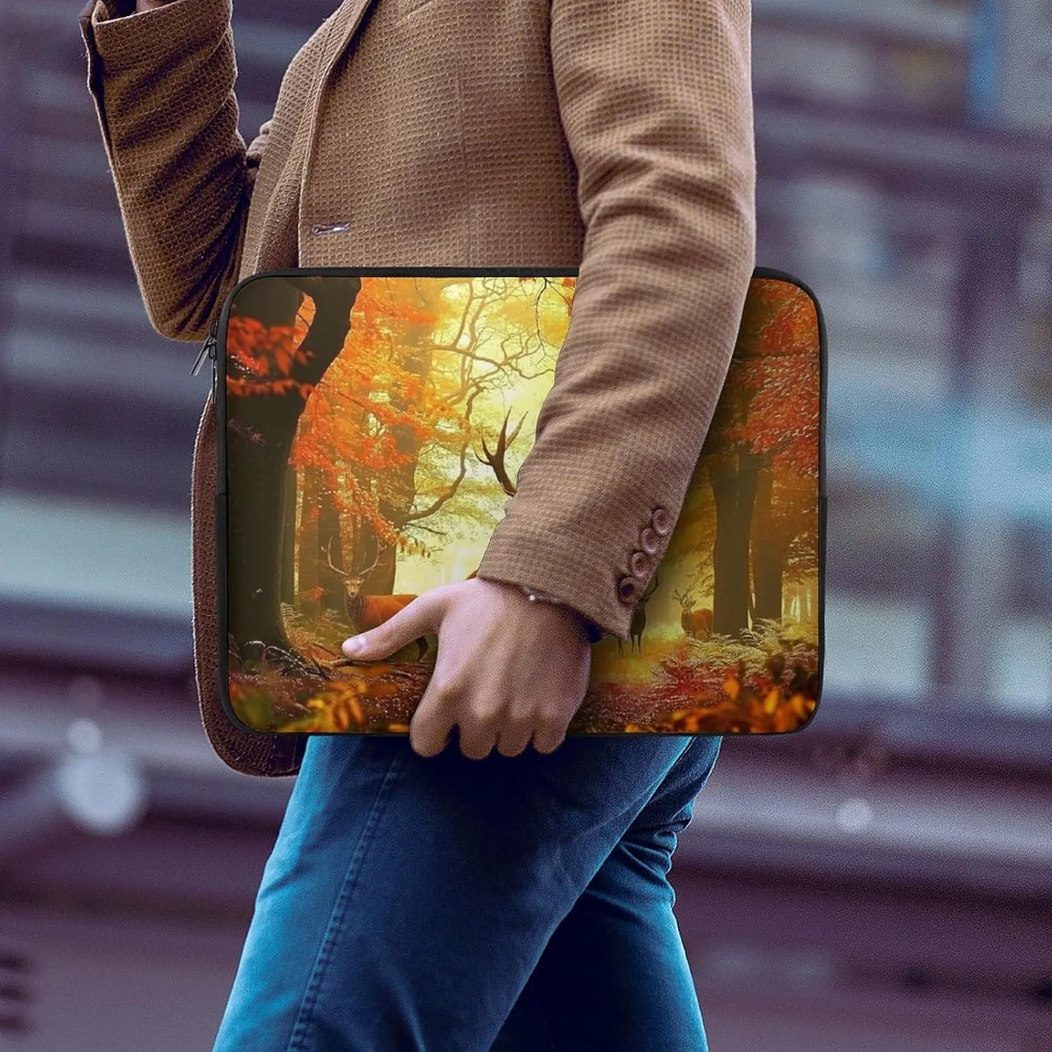 Red Leaves Elk Laptop Sleeve 13/15 Inch Durable Briefcase Cover Shockproof Protective Case Handbags Portable Laptop Bag