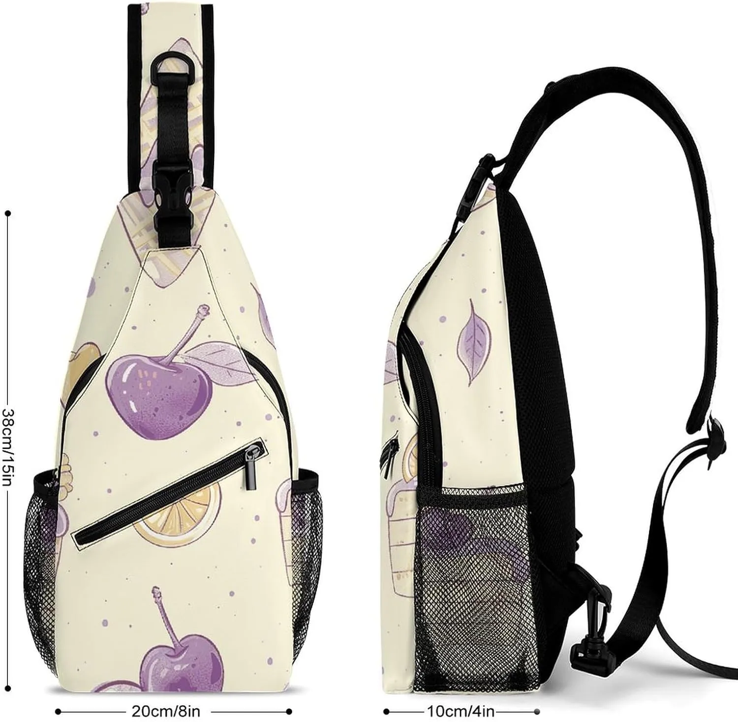 Red Theme Leaves Sling Bag Lightweight Crossbody Chest Pack Travel Shoulder Bag with Adjustable Strap