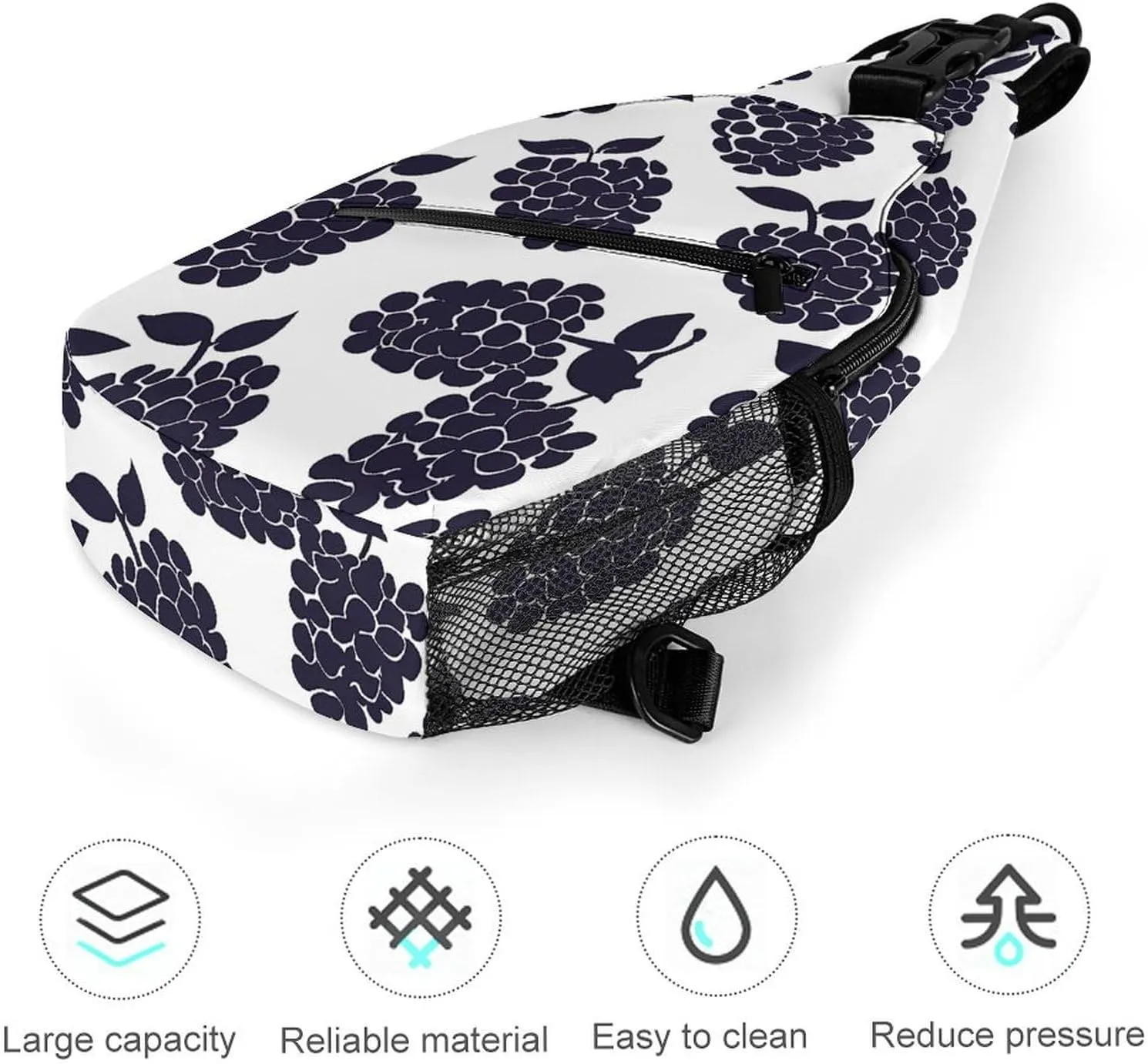 Red Theme Leaves Sling Bag Lightweight Crossbody Chest Pack Travel Shoulder Bag with Adjustable Strap