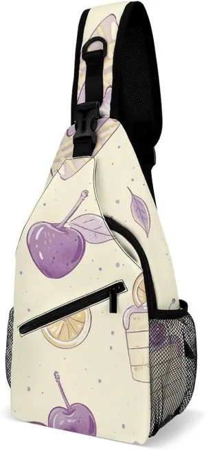 Red Theme Leaves Sling Bag Lightweight Crossbody Chest Pack Travel Shoulder Bag with Adjustable Strap
