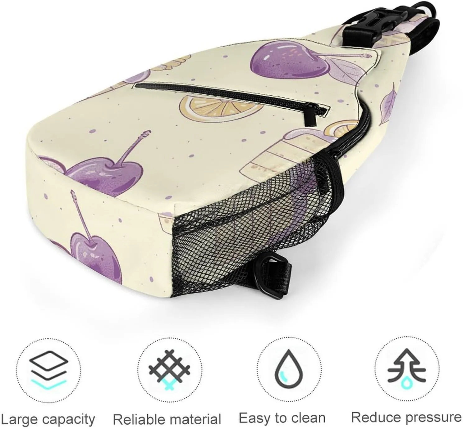 Red Theme Leaves Sling Bag Lightweight Crossbody Chest Pack Travel Shoulder Bag with Adjustable Strap