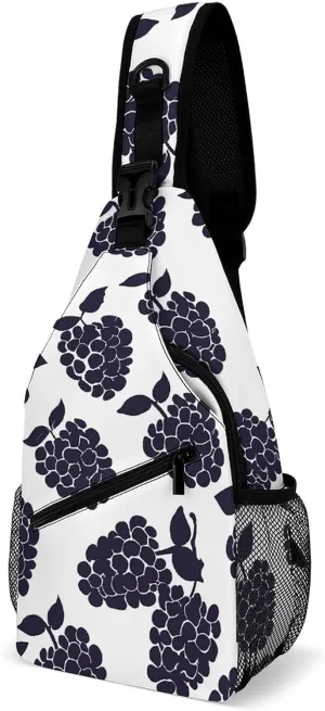 Red Theme Leaves Sling Bag Lightweight Crossbody Chest Pack Travel Shoulder Bag with Adjustable Strap
