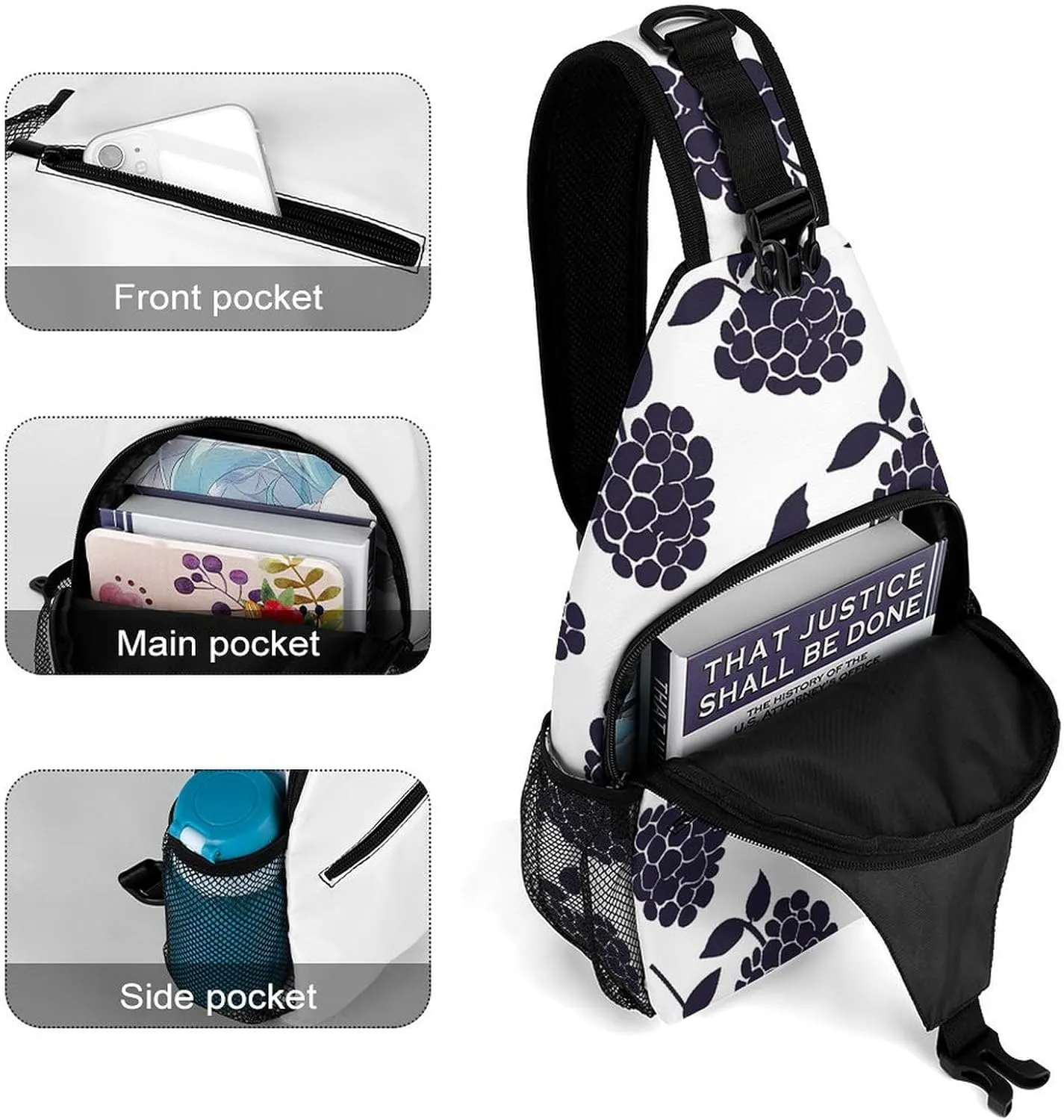 Red Theme Leaves Sling Bag Lightweight Crossbody Chest Pack Travel Shoulder Bag with Adjustable Strap