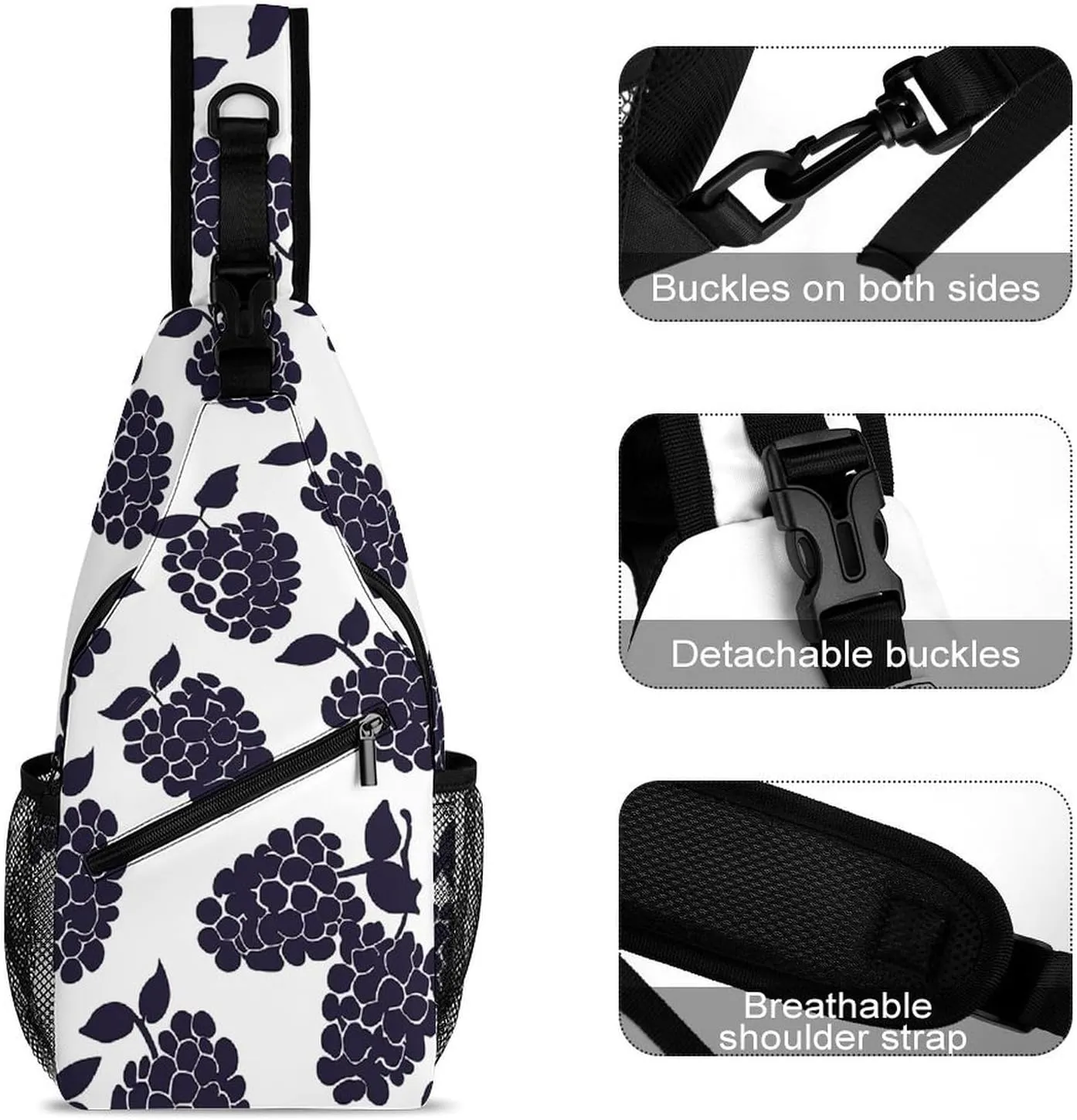 Red Theme Leaves Sling Bag Lightweight Crossbody Chest Pack Travel Shoulder Bag with Adjustable Strap