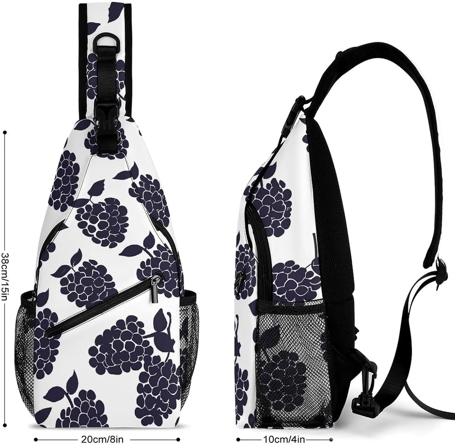 Red Theme Leaves Sling Bag Lightweight Crossbody Chest Pack Travel Shoulder Bag with Adjustable Strap
