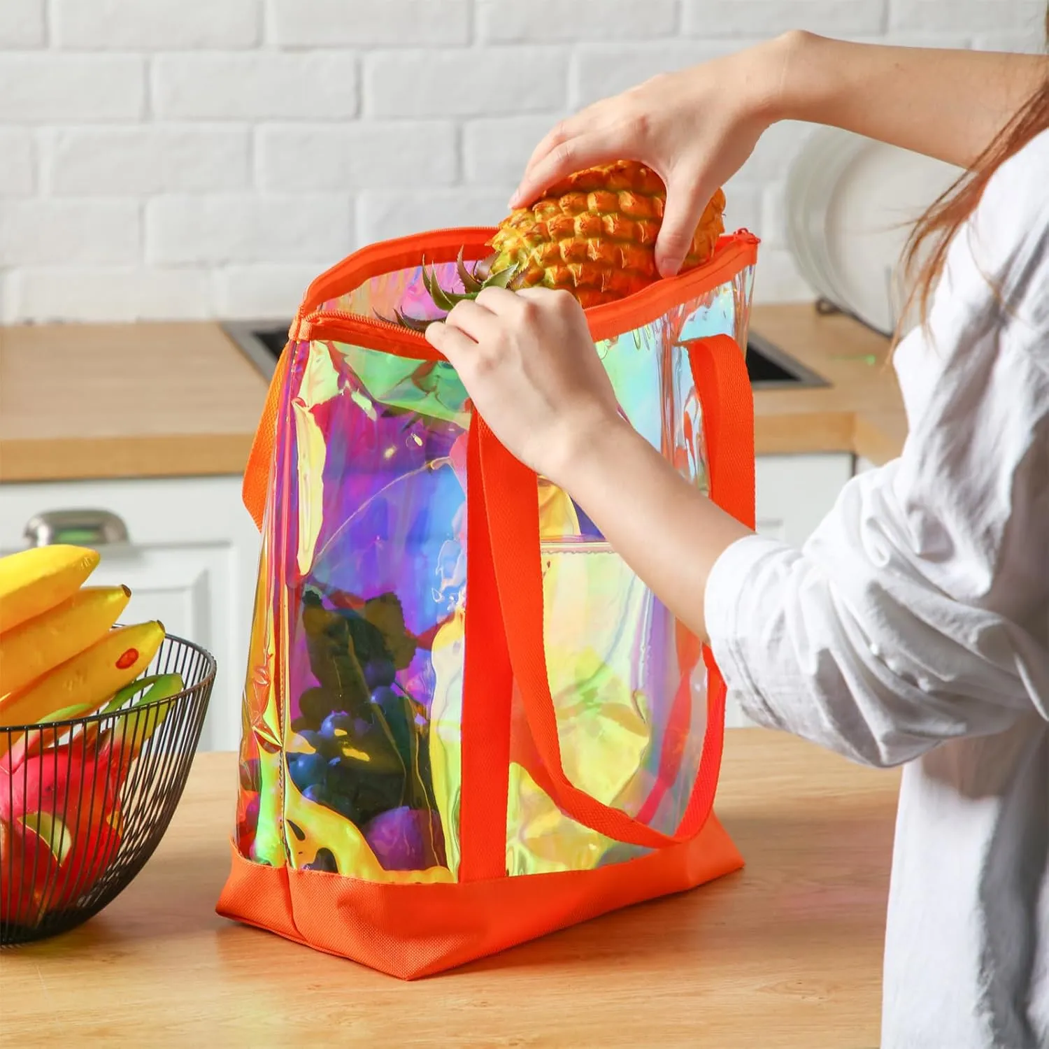 Reginary 8 Pieces Clear Tote Bags Shoulder Handbag Security Approved See Through Bag with Zipper Closure for Travel Work