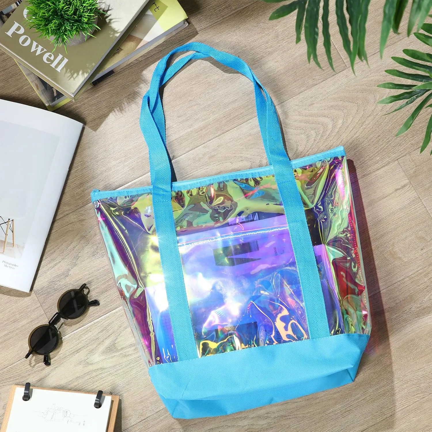 Reginary 8 Pieces Clear Tote Bags Shoulder Handbag Security Approved See Through Bag with Zipper Closure for Travel Work