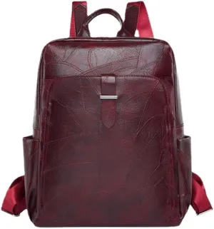 Retro Backpack for Women Leather Purse Multi-functional Bag Daypack Shoulder Office