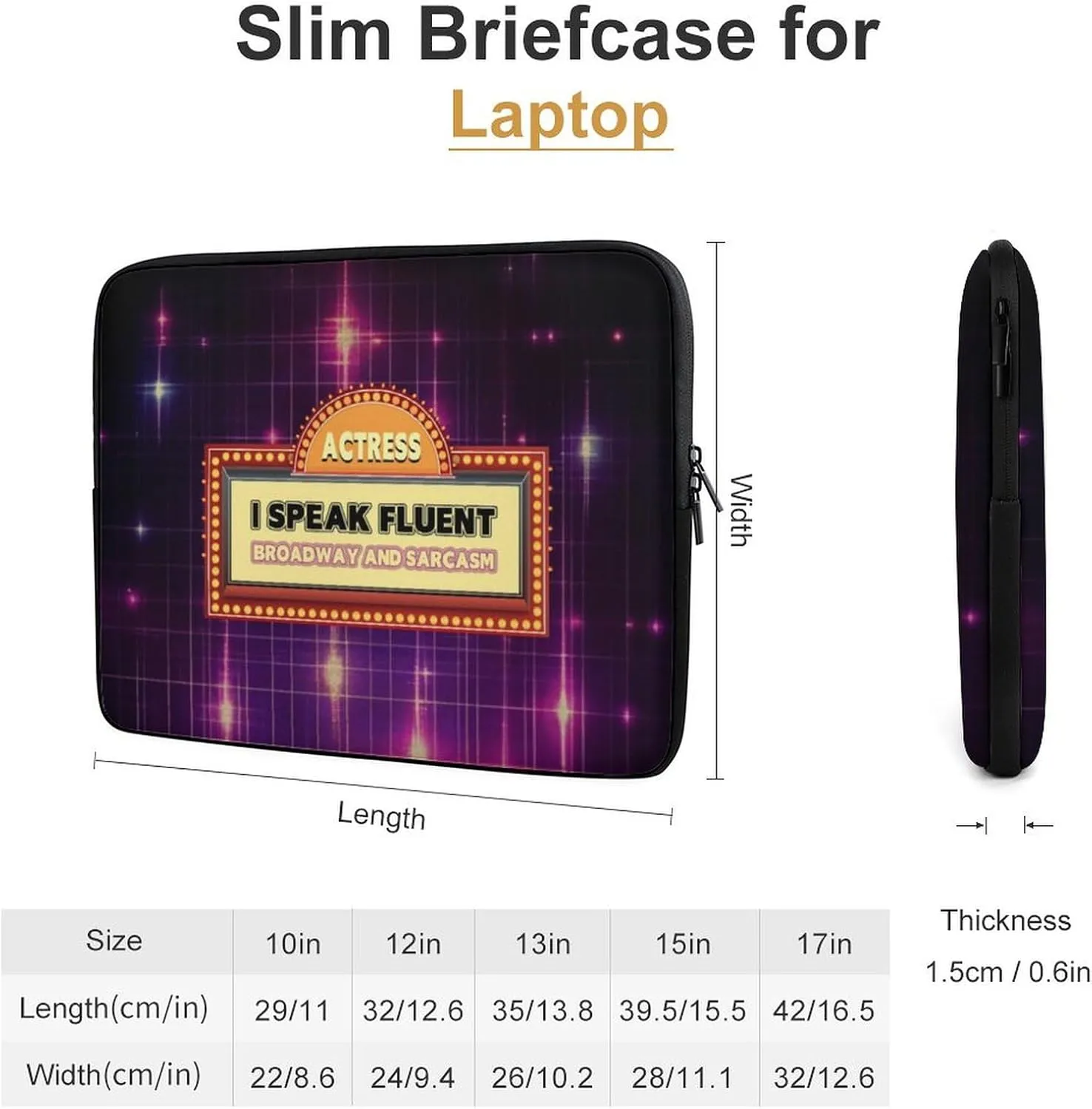 Retro Neon Texture Actress Laptop Sleeve 13/15 Inch Briefcase Cover Shockproof Protective Case Handbags Portable Laptop Bag