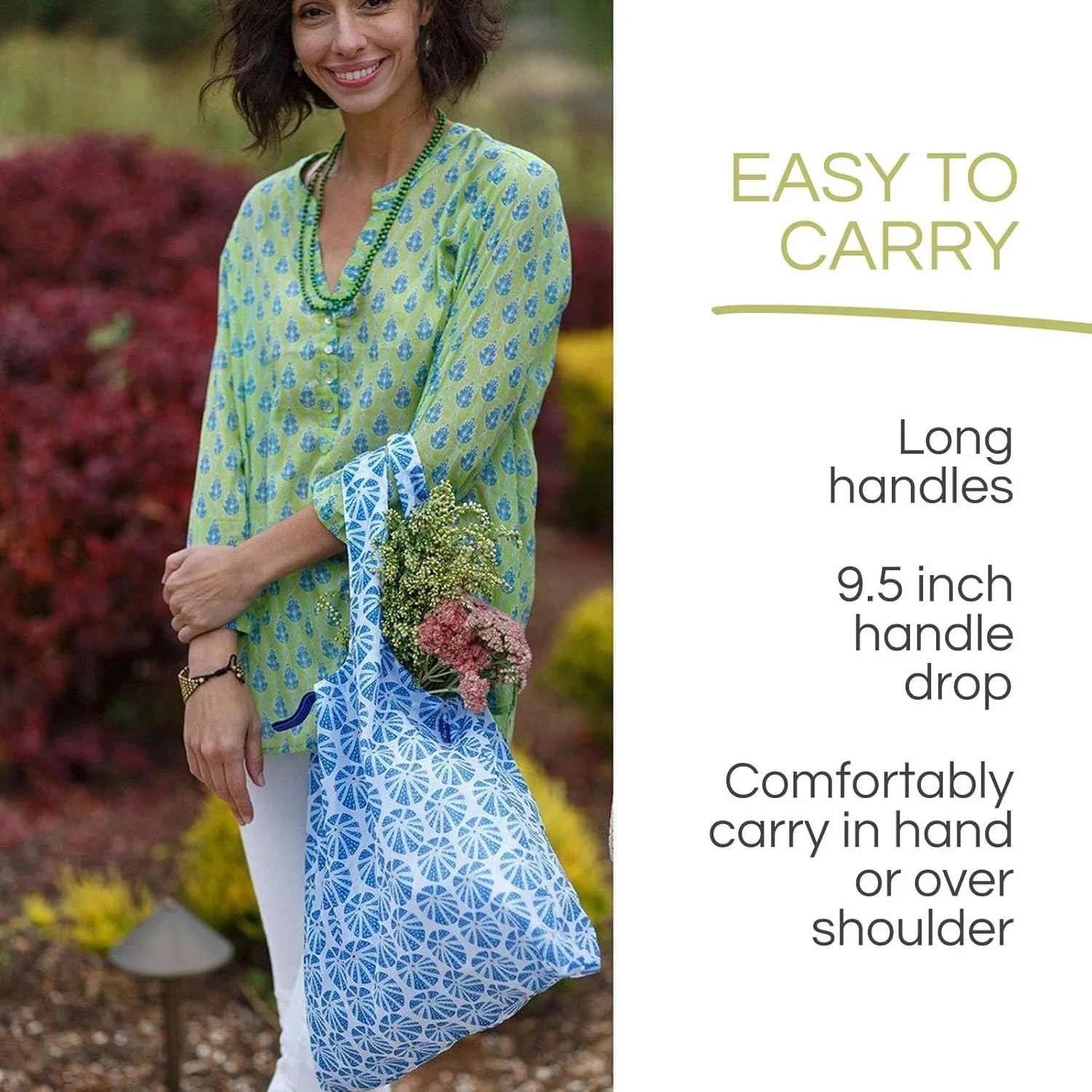 Reusable Grocery Bags - Washable, Foldable, Packable Tote, Large Handles, Heavy Duty, Zippered Top Pouch