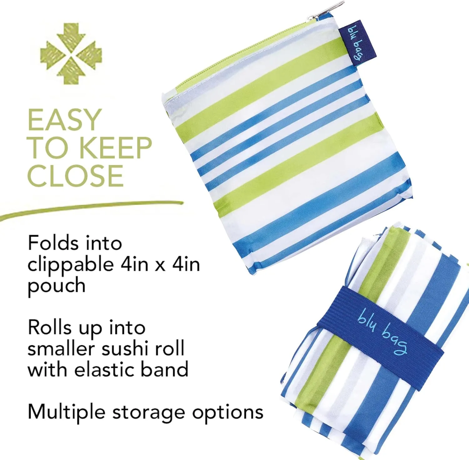Reusable Grocery Bags - Washable, Foldable, Packable Tote, Large Handles, Heavy Duty, Zippered Top Pouch