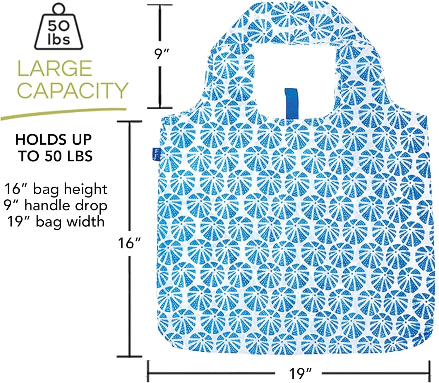 Reusable Grocery Bags - Washable, Foldable, Packable Tote, Large Handles, Heavy Duty, Zippered Top Pouch