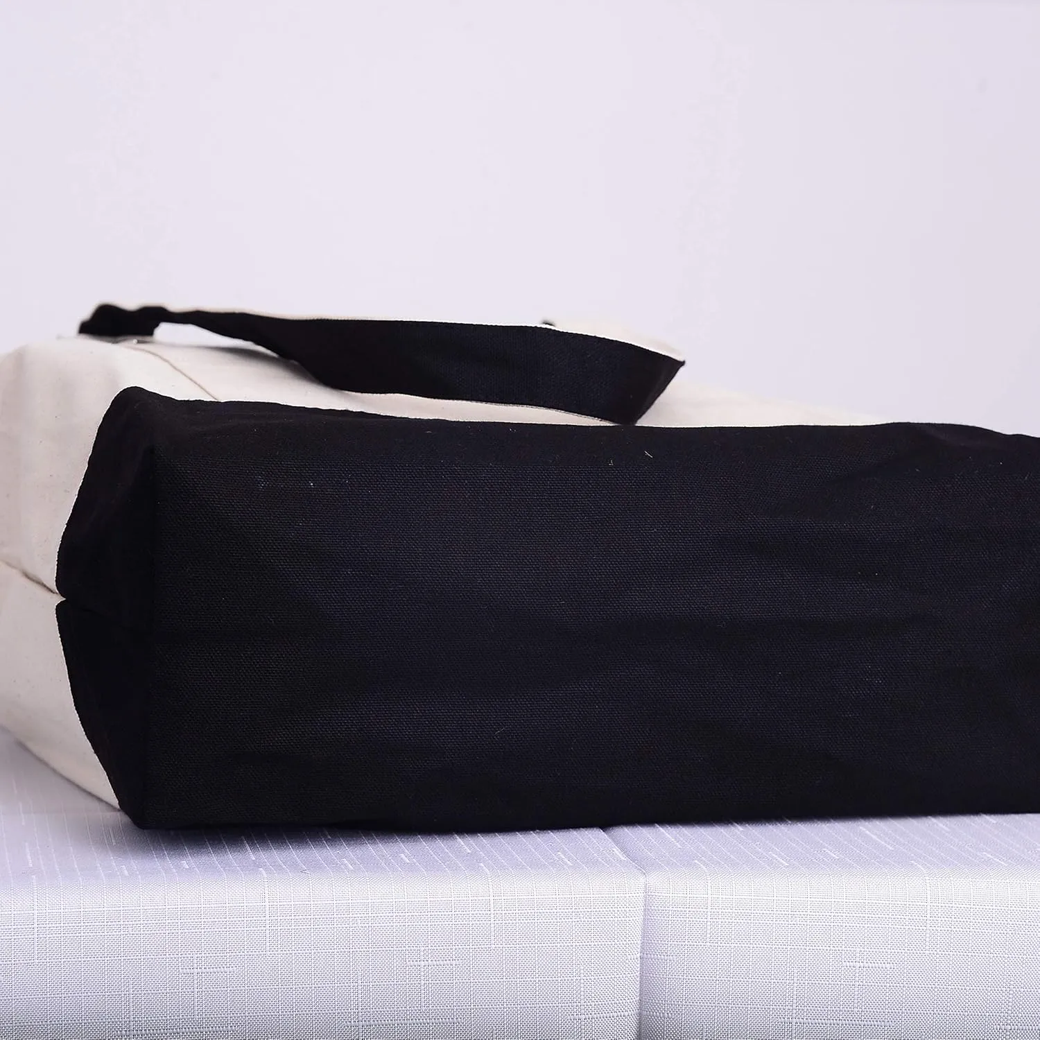 Reusable Heavy Canvas Zippered Tote Bags Two Tone Carry -All w/Zipper Front Pocket for Beach, Pool Visits, Shopping, Travel
