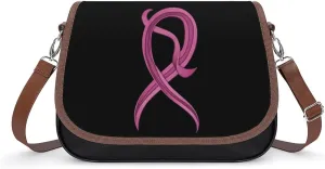 Ribbon Breast Cancer Awareness Women's Crossbody Bags PU Leather Bag Handbags Mini Shoulder Bag Messenger Bag