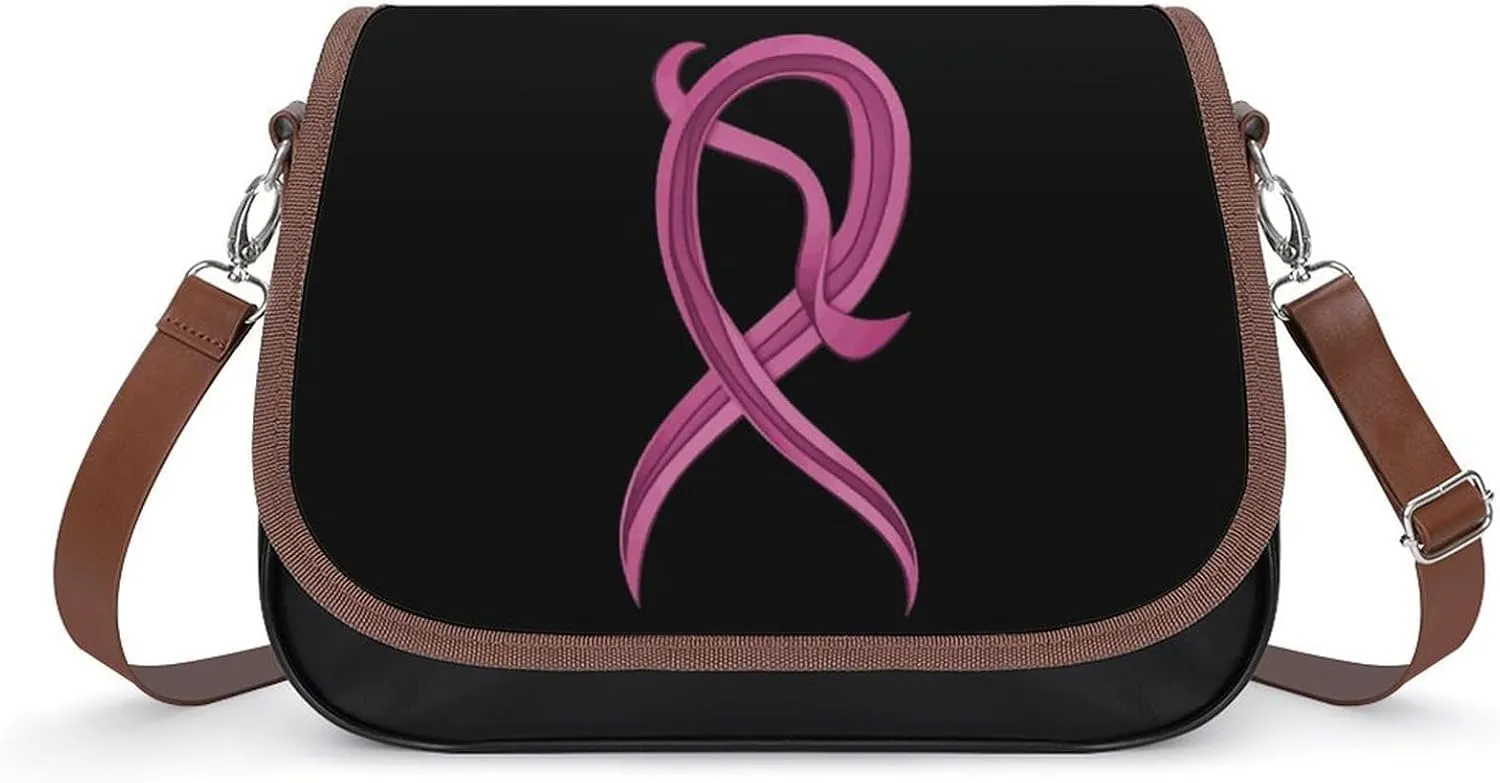Ribbon Breast Cancer Awareness Women's Crossbody Bags PU Leather Bag Handbags Mini Shoulder Bag Messenger Bag