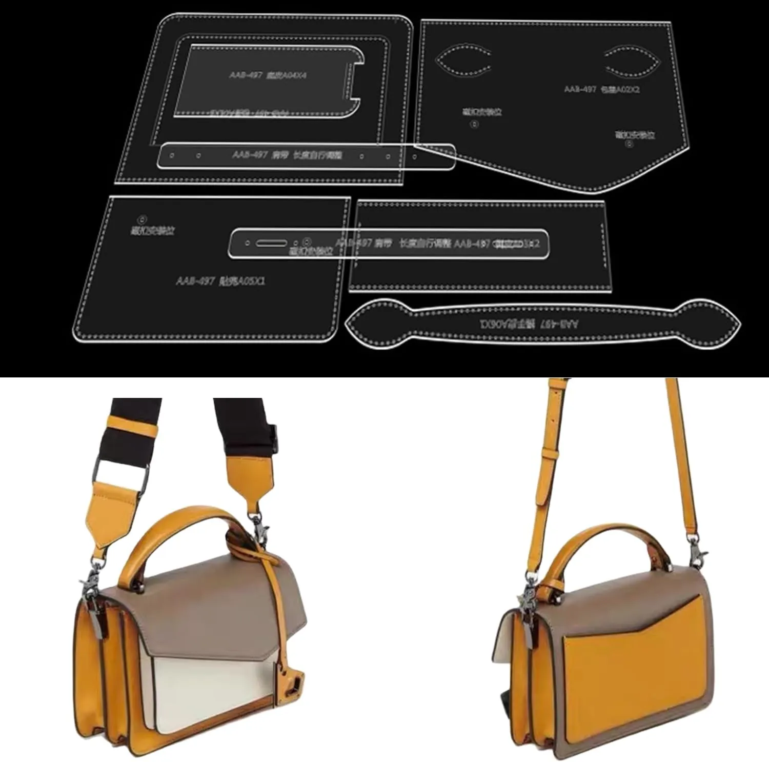 RIVEENY Shoulder Tote Bag Acrylic Template Leather Pattern Acrylic Leather Pattern Leather Templates for Women's Shoulder Bags