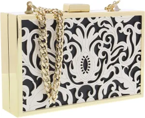 ROBERTO CAVALLI HXLPD1 B01 Black/White Box Clutch for womens