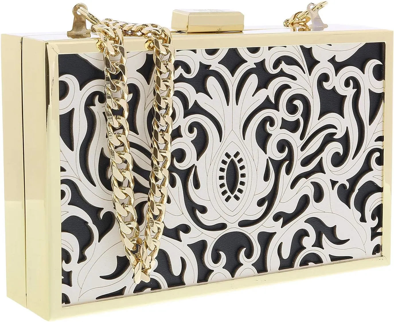 ROBERTO CAVALLI HXLPD1 B01 Black/White Box Clutch for womens