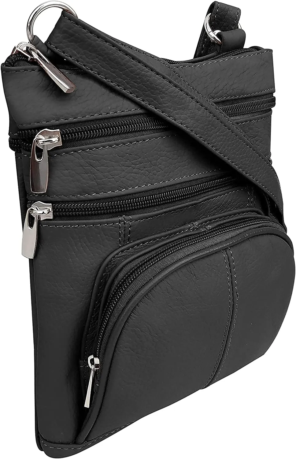 Roma Leathers Genuine X-Large Crossbody Purse, Multi-Pocket, Adjustable Strap, XL