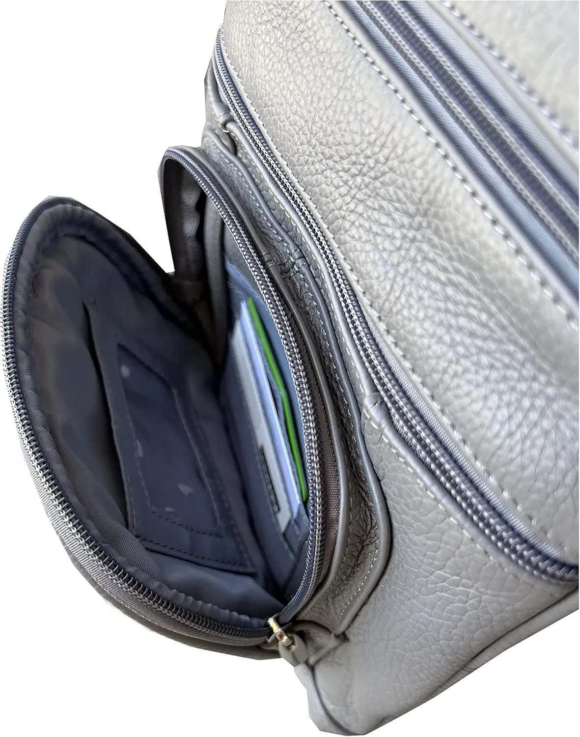 Roma Leathers Genuine X-Large Crossbody Purse, Multi-Pocket, Adjustable Strap, XL
