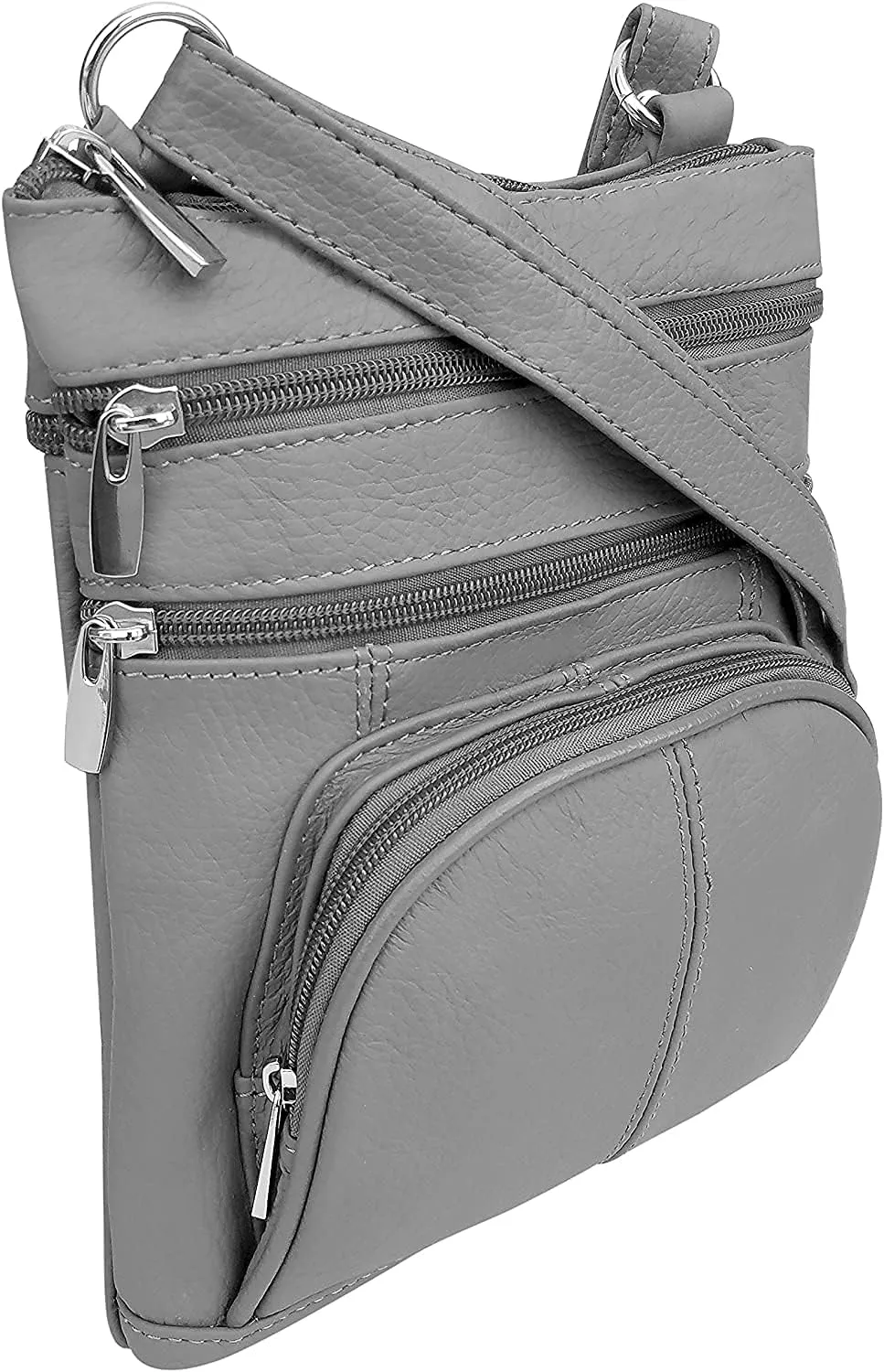 Roma Leathers Genuine X-Large Crossbody Purse, Multi-Pocket, Adjustable Strap, XL