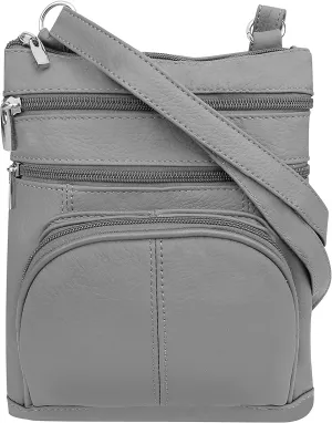 Roma Leathers Genuine X-Large Crossbody Purse, Multi-Pocket, Adjustable Strap, XL