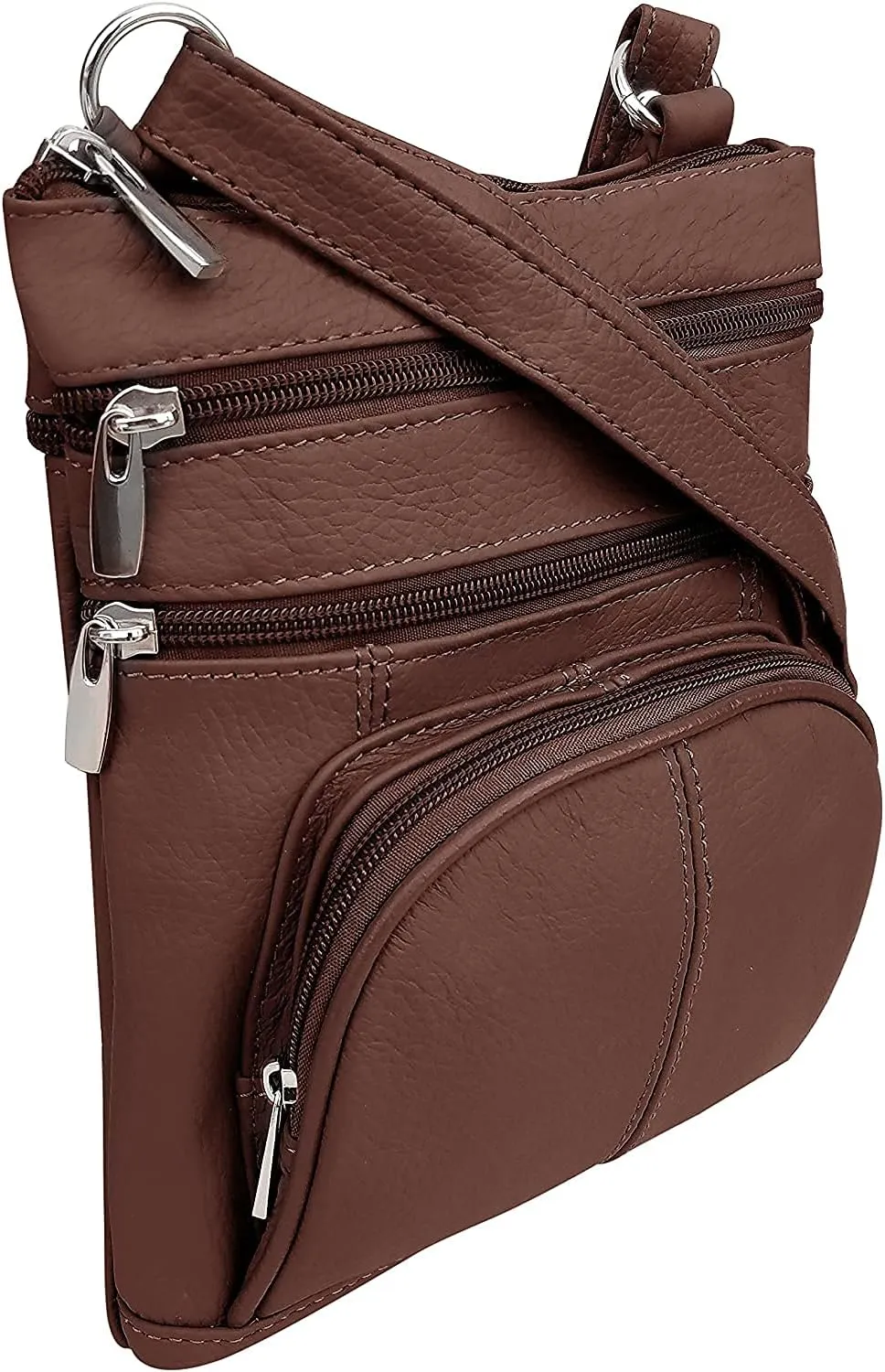 Roma Leathers Genuine X-Large Crossbody Purse, Multi-Pocket, Adjustable Strap, XL
